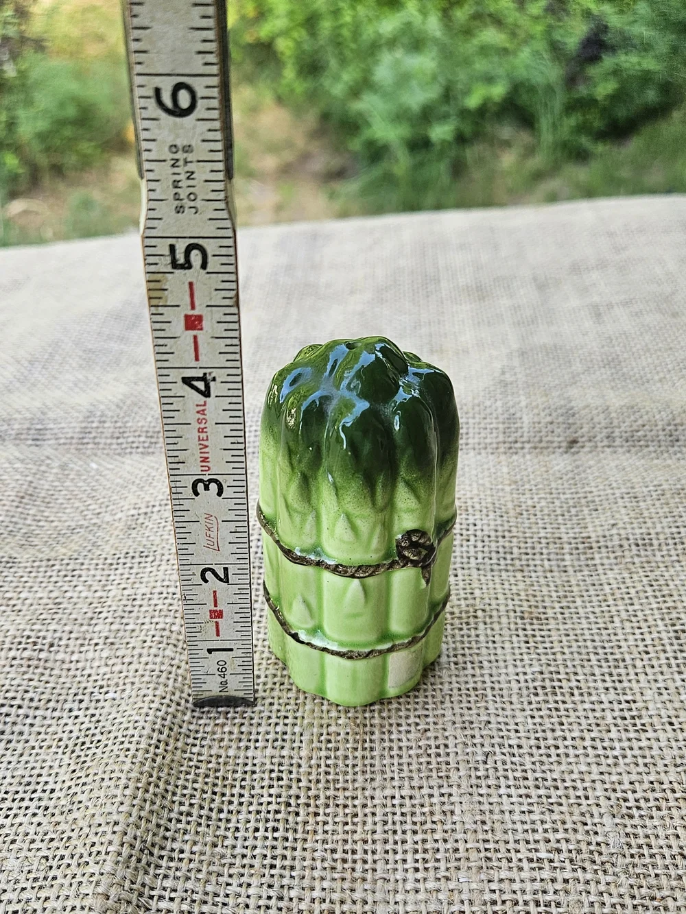 Vintage Green Ceramic Asparagus Salt Shaker